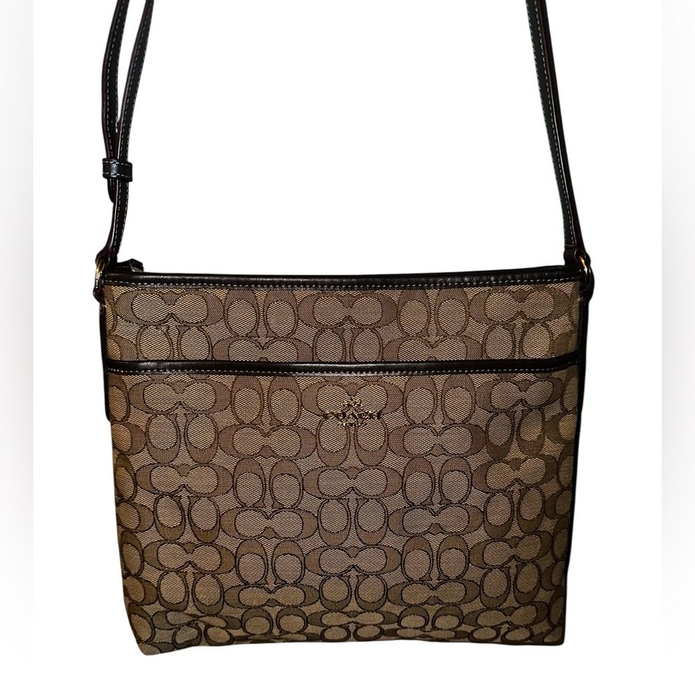 Coach Signature File Crossbody Bag Khaki/Tan